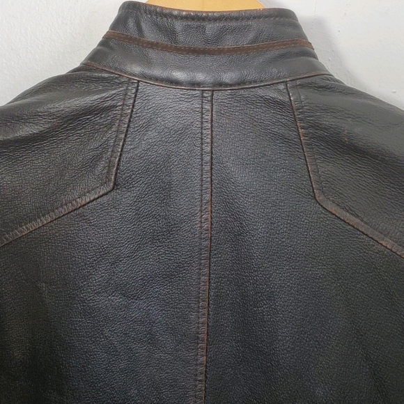 Sanctuary Distressed Leather Jacket Military Brown - Picture 7 of 9